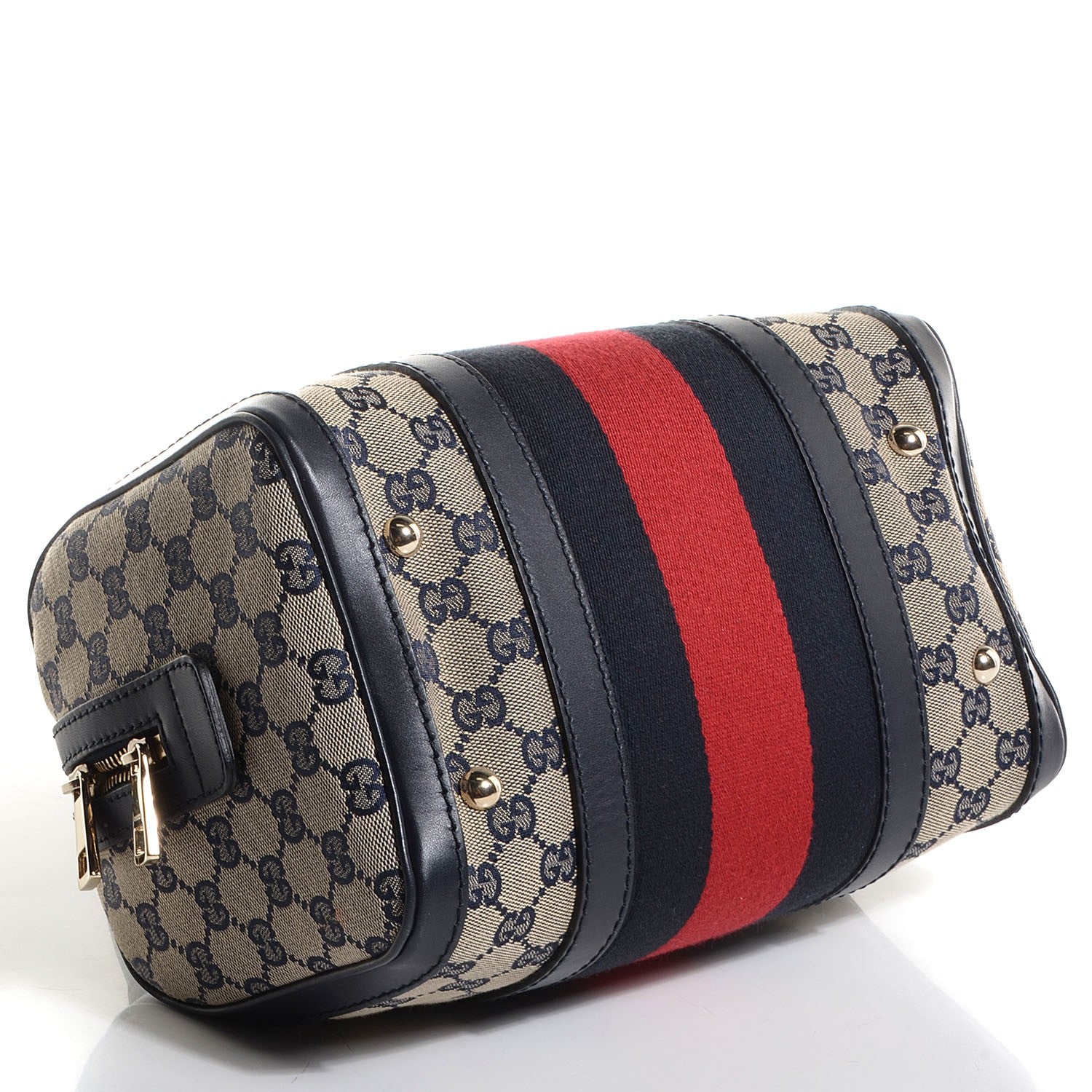 Gucci Monogram Vintage Web Small Boston Navy 4 of 7