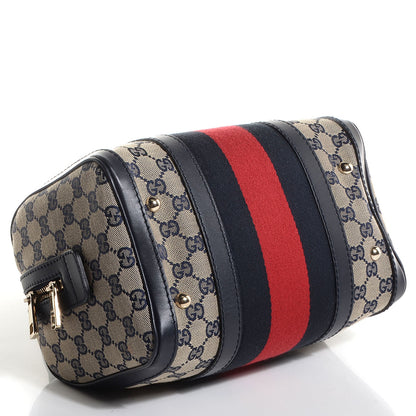 Gucci Monogram Vintage Web Small Boston Navy 4 of 7