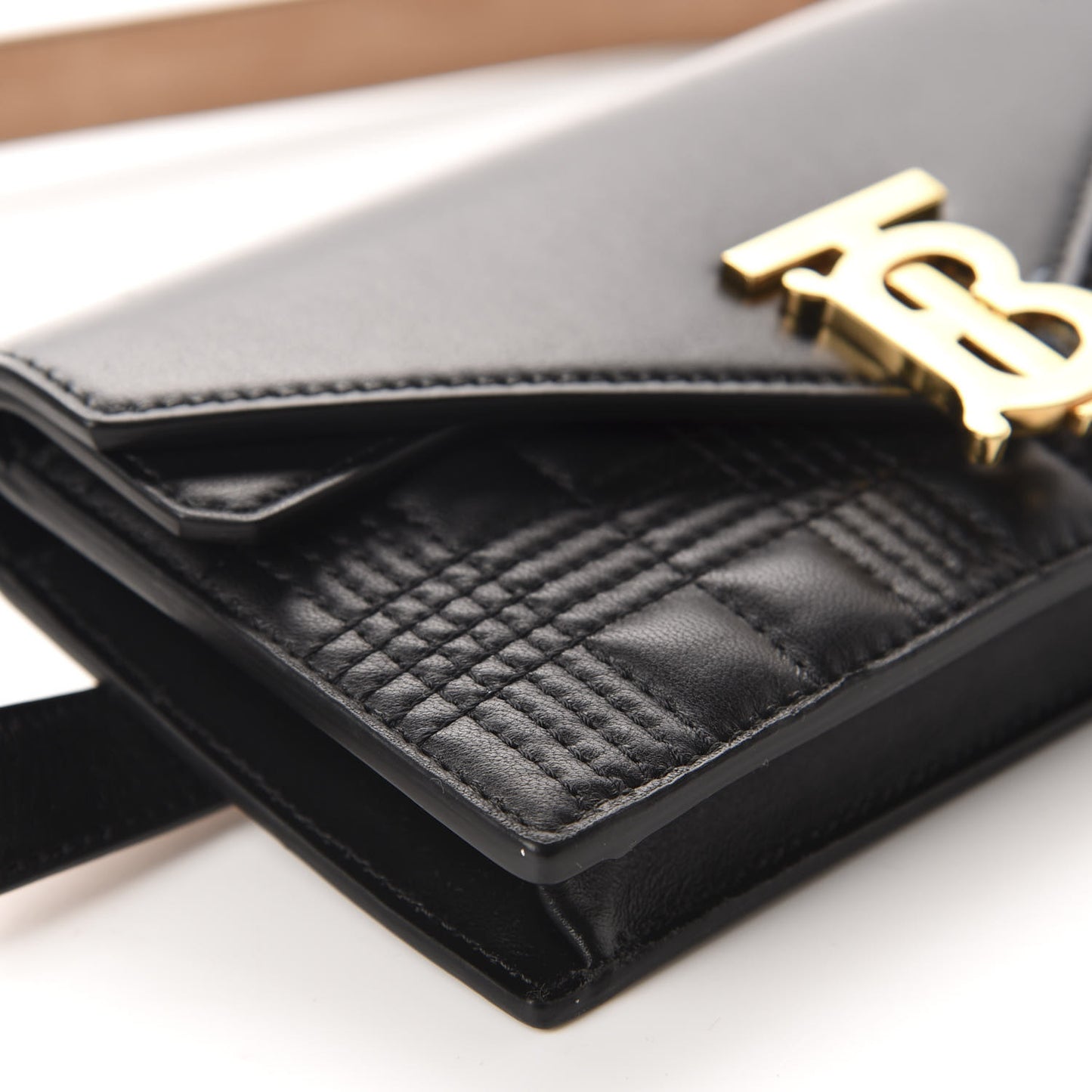 Smooth Calfskin Quilted Check TB Envelope Belt Bag Black