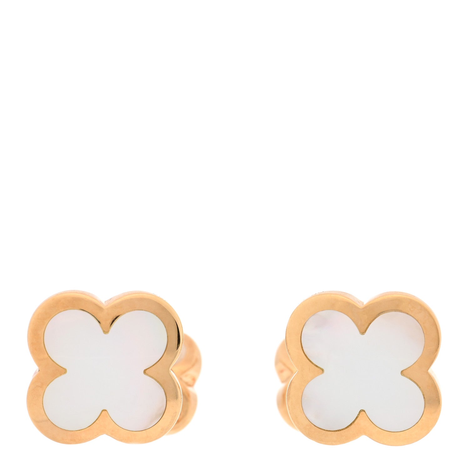 Van Cleef & Arpels 18K Yellow Gold Mother of Pearl Pure Alhambra Cufflinks 1 of 4