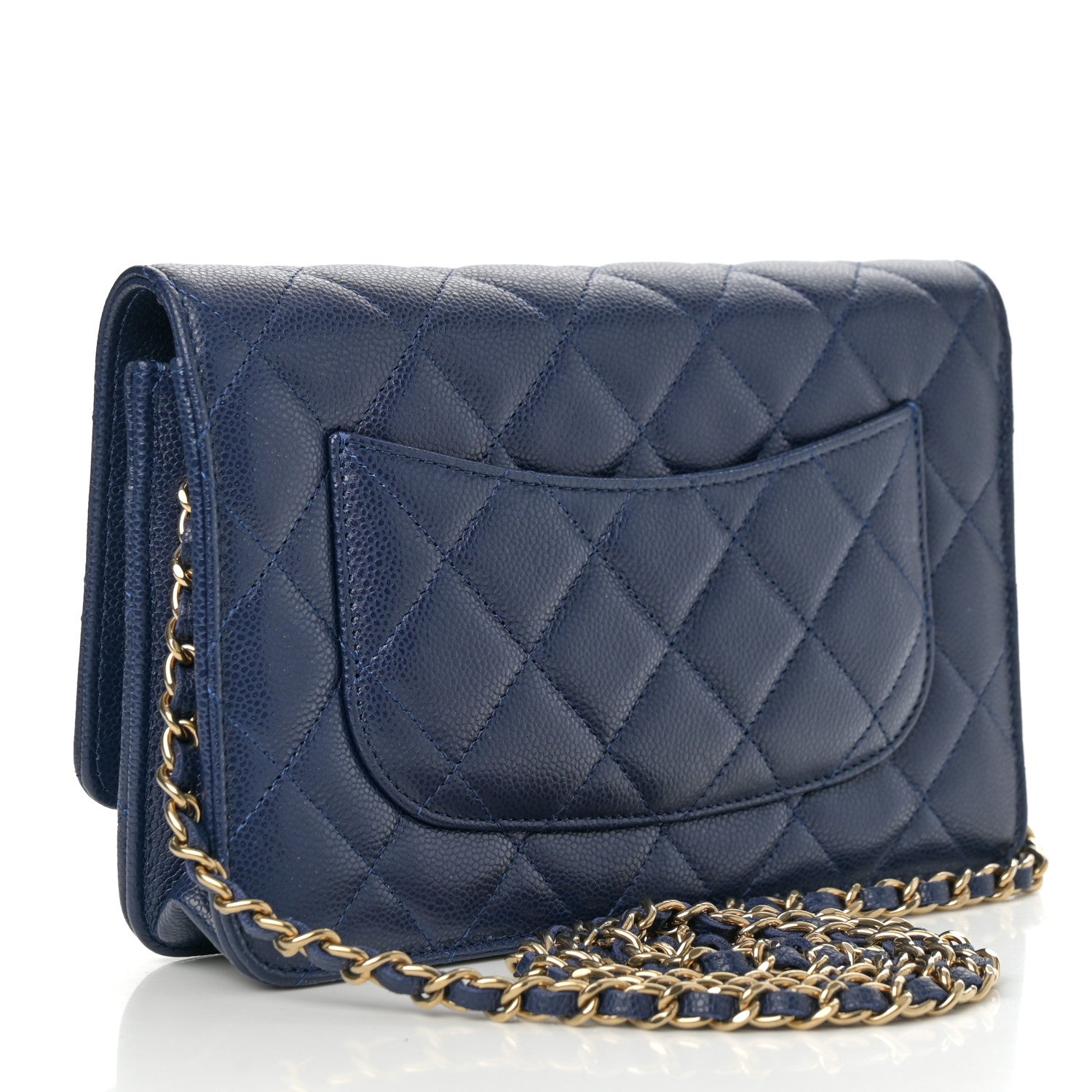 Chanel Caviar Quilted Wallet on Chain WOC Navy Blue 3 of 13