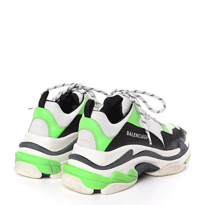 Balenciaga Fabric Mesh Womens Triple S Sneakers 40 White Green Fluo Black 4 of 10