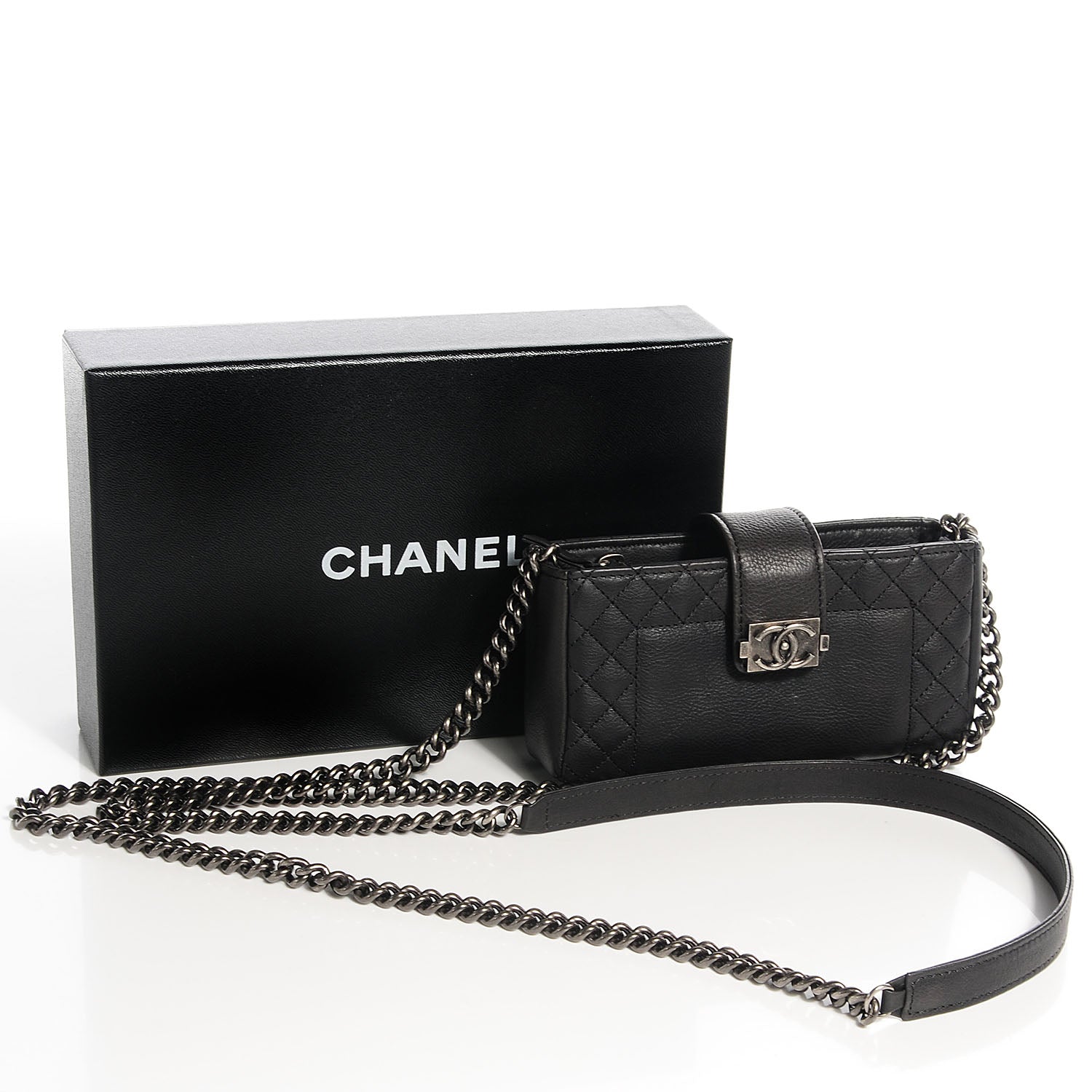 Chanel Calfskin Boy Reverso Mini Pochette Black 5 of 9