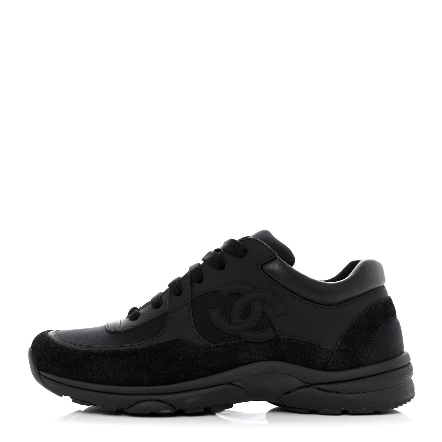 Fabric Calfskin Suede CC Sneakers 39 Black