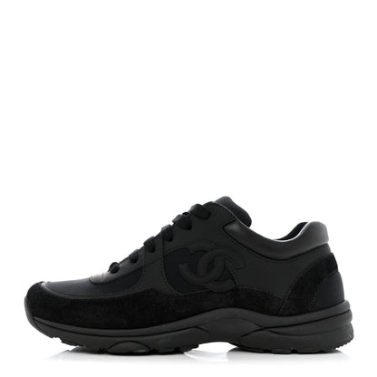 Chanel Fabric Calfskin Suede CC Sneakers 39 Black 1 of 9