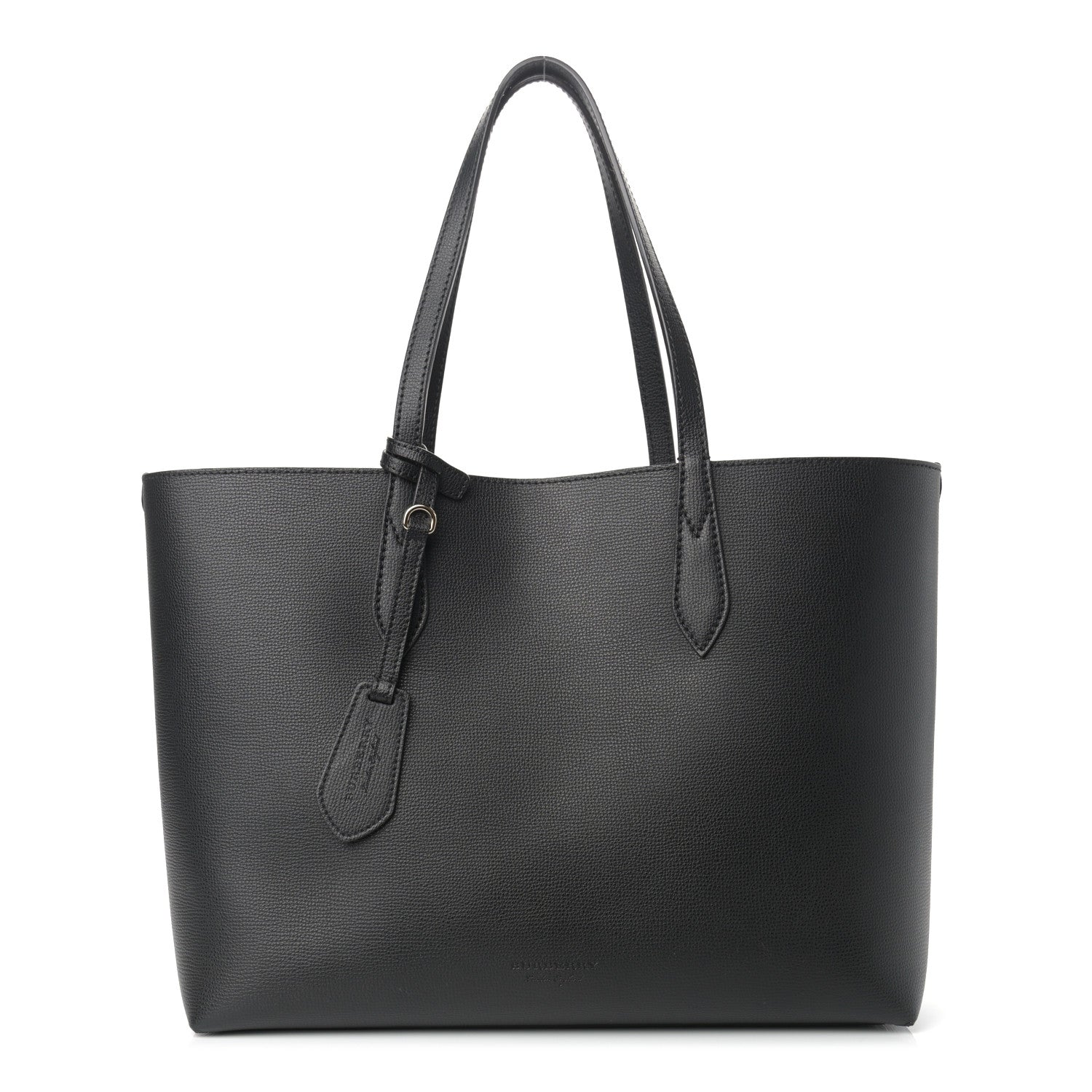 Burberry Grainy Calfskin Haymarket Check Medium Reversible Tote Black 1 of 18
