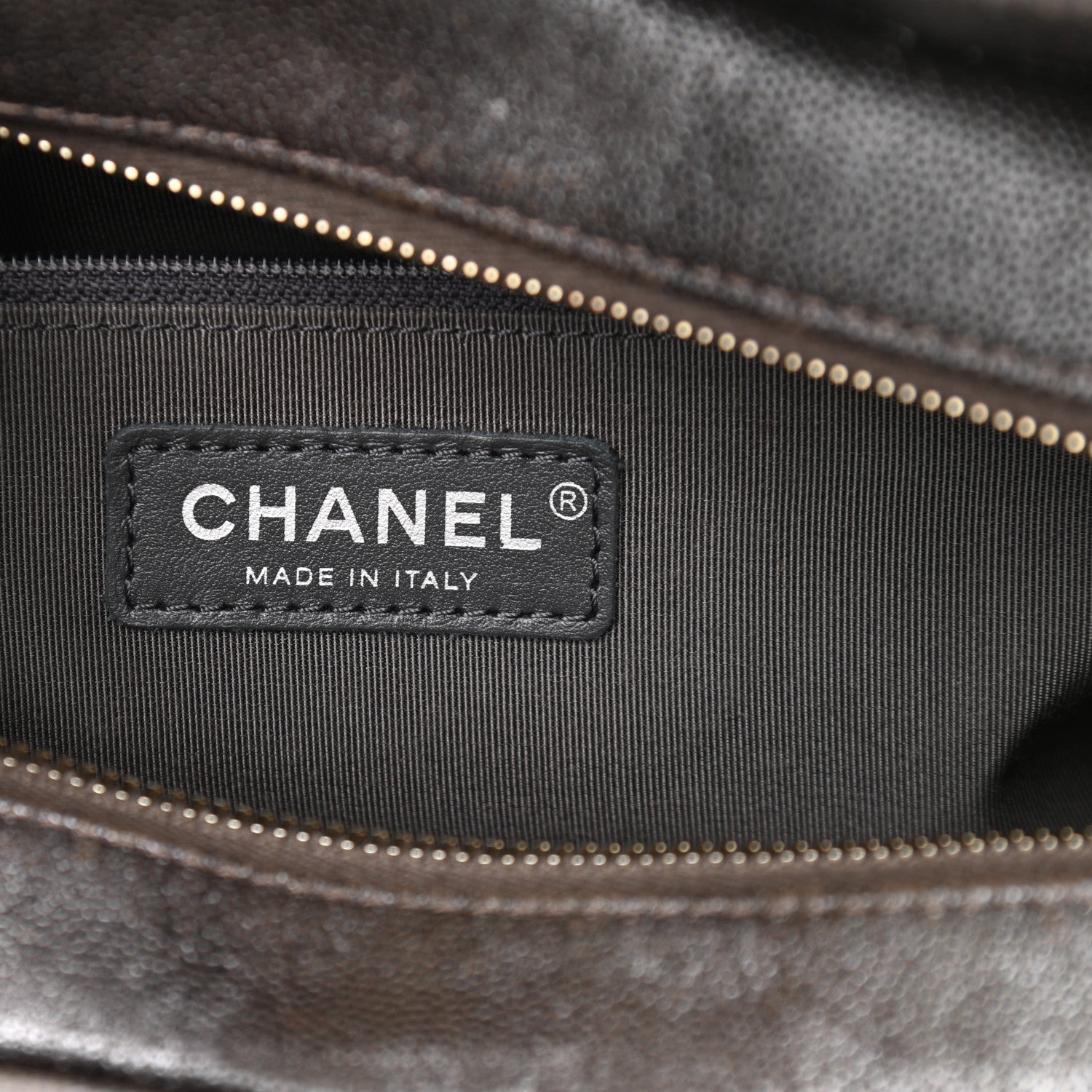 Chanel Metallic Caviar Chevron Quilted Medium Gabrielle Hobo Dark Silver Gold 7 of 10