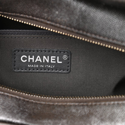 Chanel Metallic Caviar Chevron Quilted Medium Gabrielle Hobo Dark Silver Gold 7 of 10