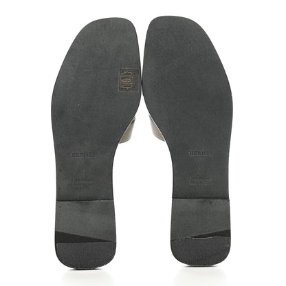 Hermes Box Calfskin Oran Sandals 41 Vert Thé Impérial 5 of 9