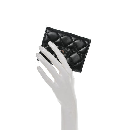 Chanel Lambskin Quilted Flap Card Holder Wallet Black 2 of 8