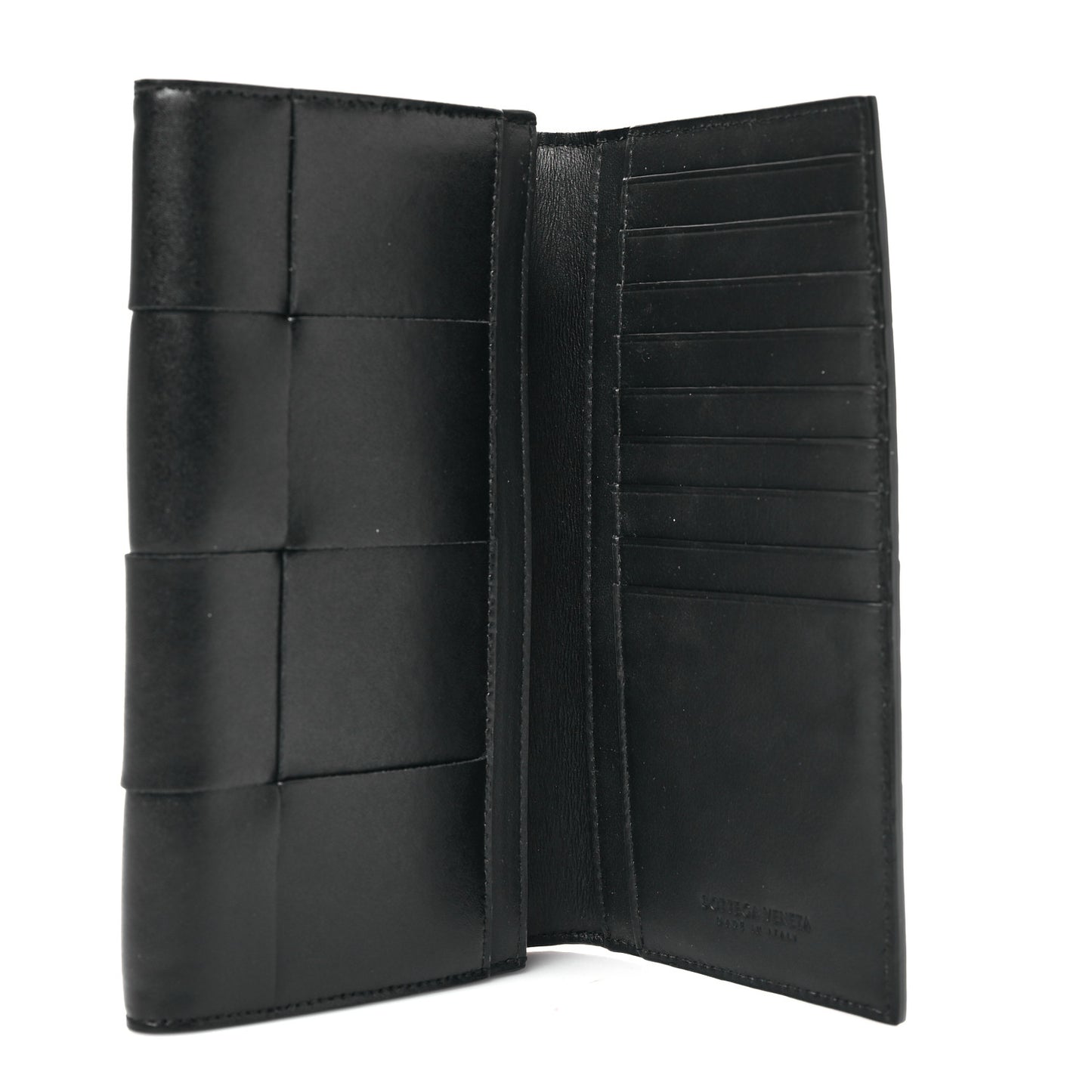 Calfskin Maxi Intrecciato Zip Wallet Black