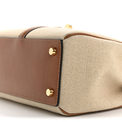 Celine Canvas Calfskin Small 16 Top Handle Bag Natural Tan 12 of 15