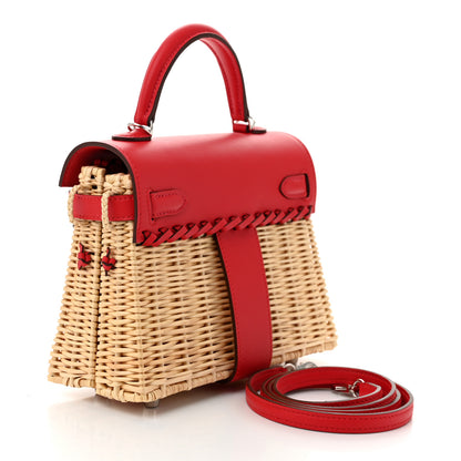 Hermes Wicker Swift Picnic Mini Kelly 20 Naturel Rouge De Coeur 3 of 11