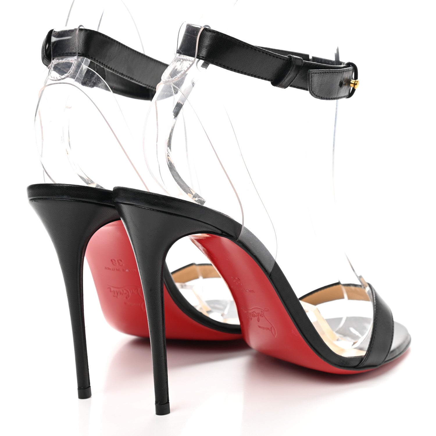 Christian Louboutin Shiny Nappa PVC Jonatina 100 Sandals 38 Black 4 of 7