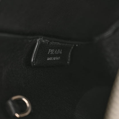 Prada Vitello Daino Soft Medium Zippered Top Handle Bag Black 6 of 13