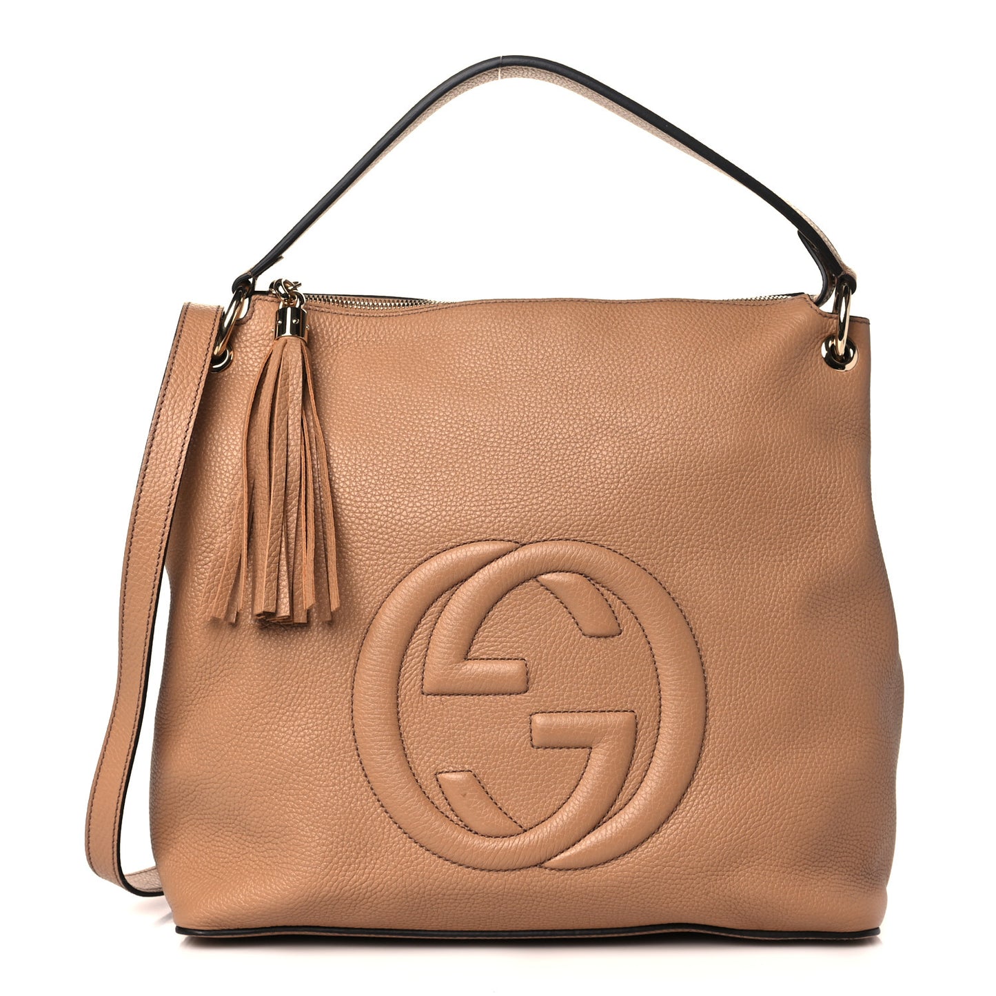 Pebbled Calfskin Large Soho Hobo Camelia