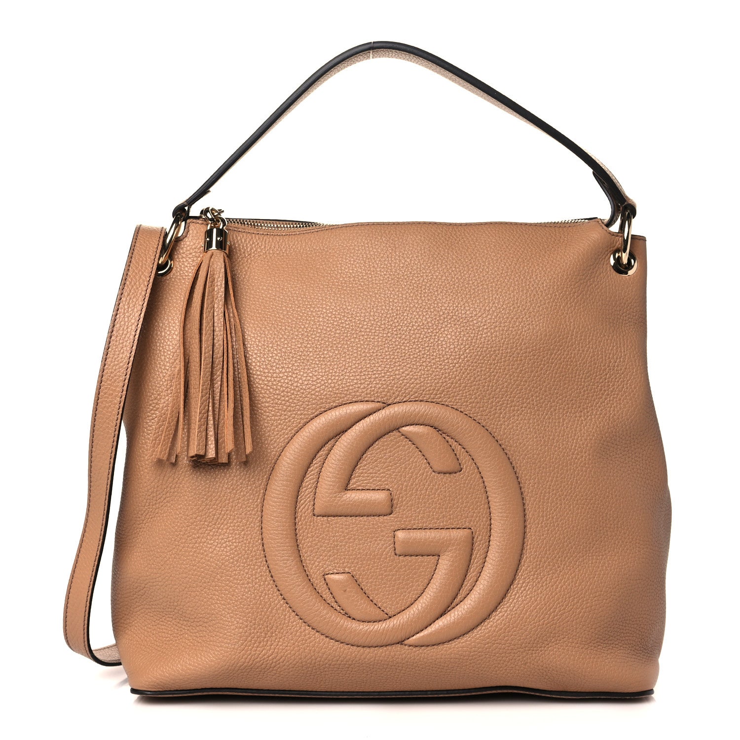 Gucci Pebbled Calfskin Large Soho Hobo Camelia 1 of 12