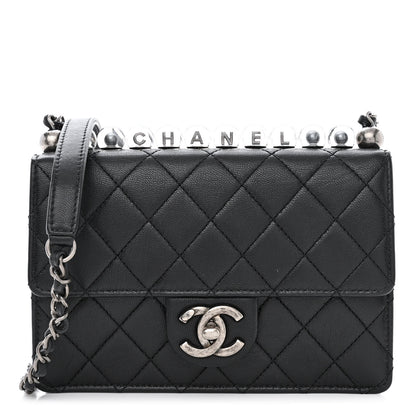 Chanel Goatskin Quilted Logo Small Chic Flap Black 1 of 10