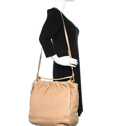 Prada Cervo Pleats Tote Beige 2 of 20