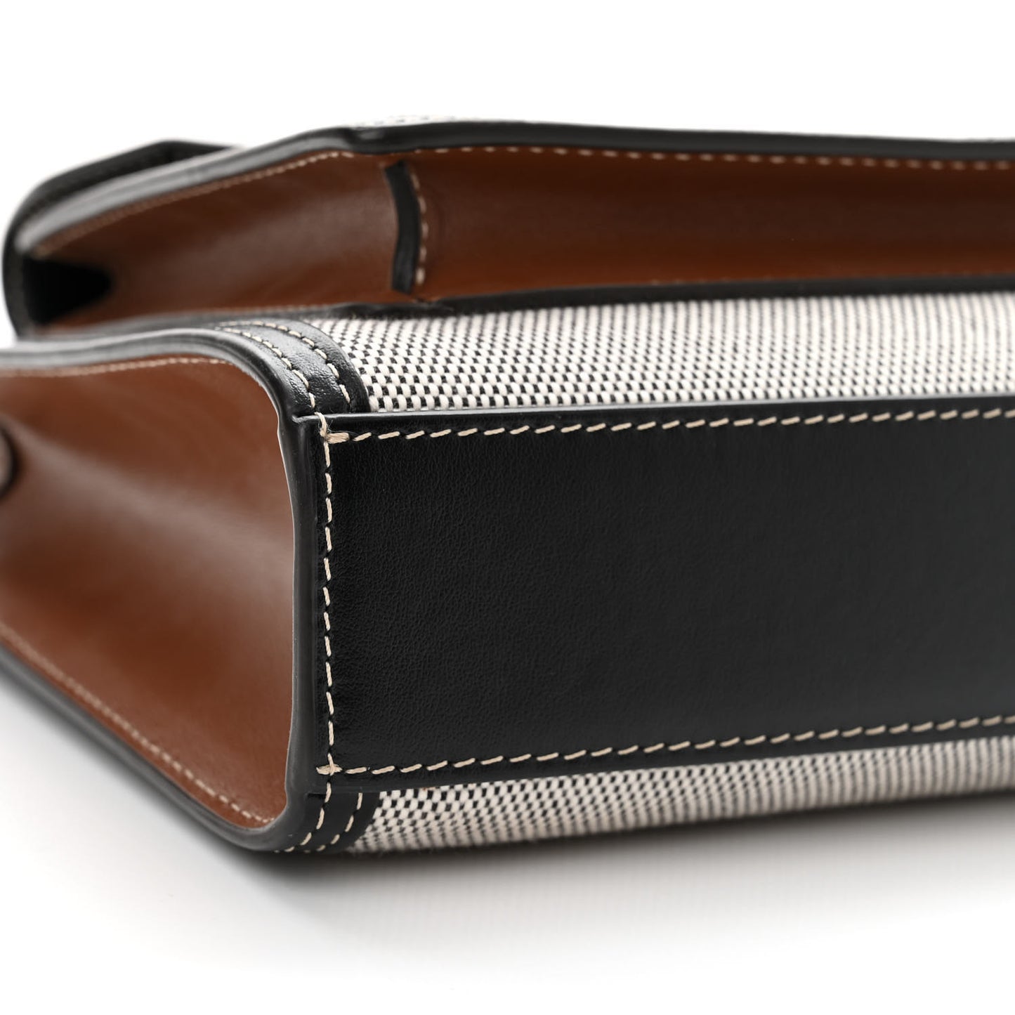 Smooth Calfskin Canvas Two Tone Mini Pocket Bag Black Tan