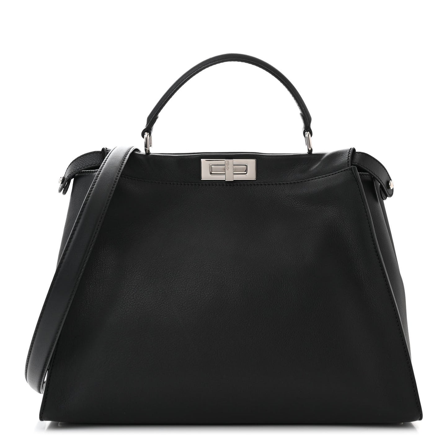 Vitello Dolce Marmol Patent Crocodile Trapuntata Large Peekaboo Iconic Satchel Black Fumo
