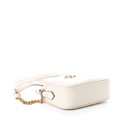 Gucci Calfskin Matelasse Mini GG Marmont Chain Shoulder Bag White 3 of 8