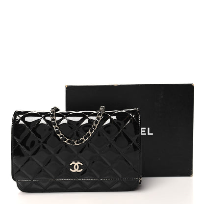 Chanel Patent Quilted Wallet On Chain WOC Black 12 of 12