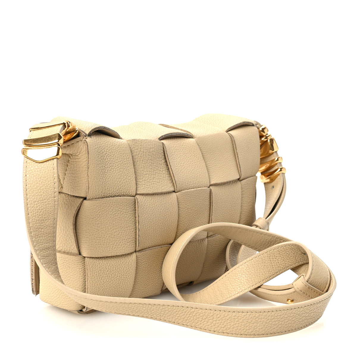 Grained Calfskin Maxi Intrecciato Cassette Crossbody Bag Porridge