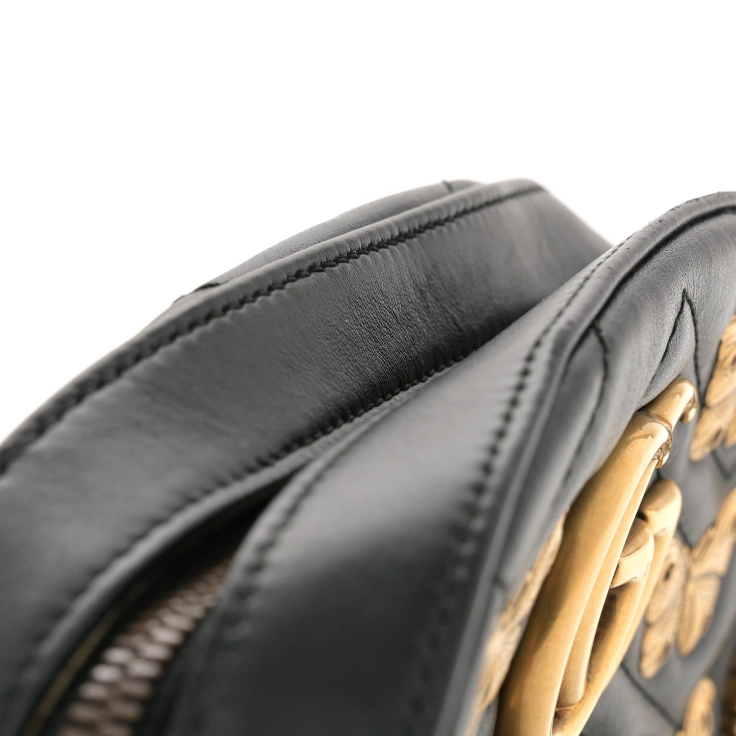 Gucci Calfskin Matelasse Animal Studs GG Marmont Belt Bag 85 34 Black 12 of 12