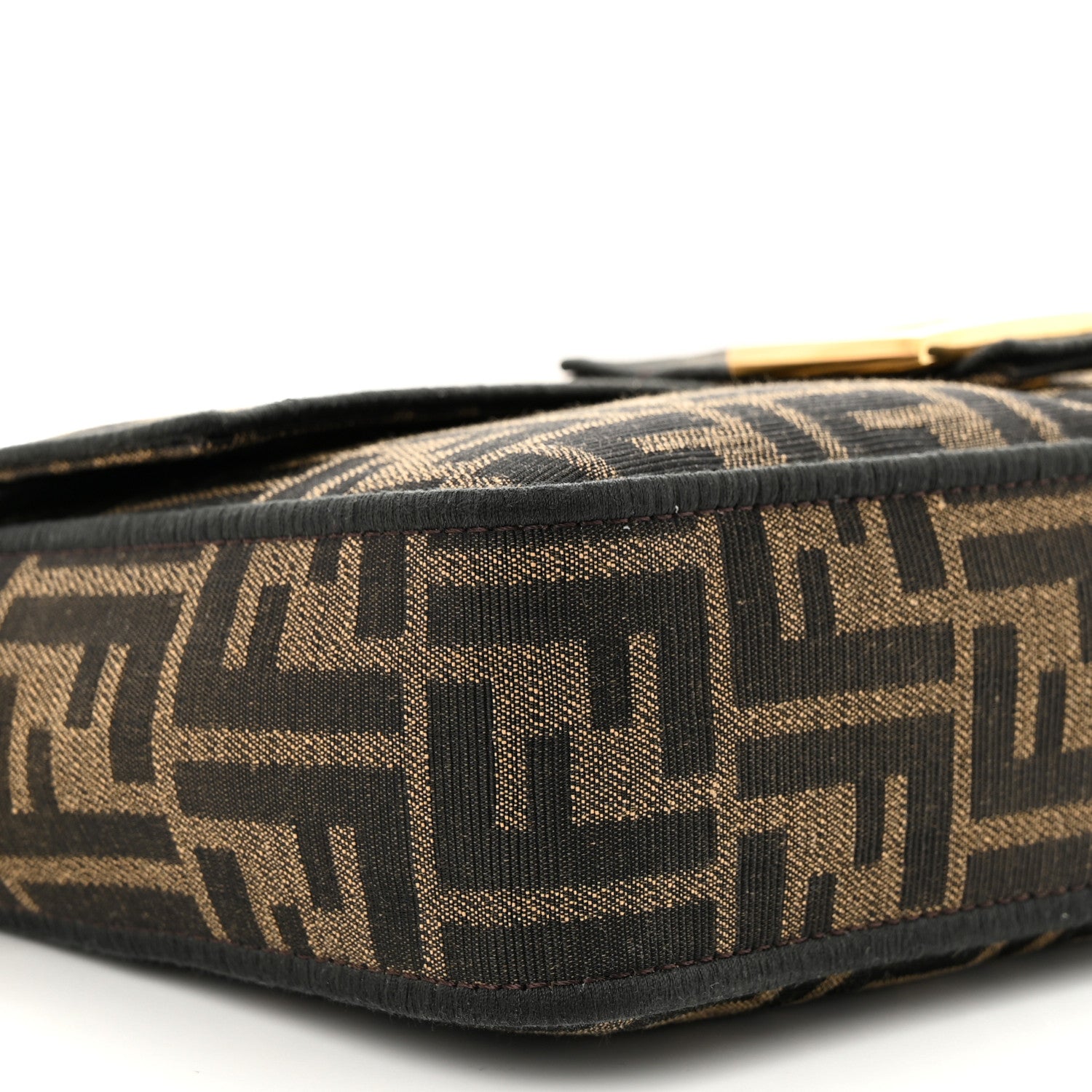 Fendi Fabric Jacquard FF 1974 Medium Baguette Tobacco Moro Black 9 of 10
