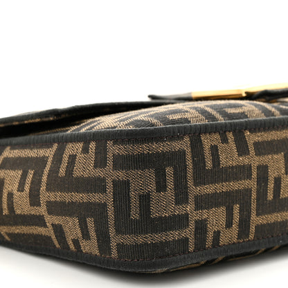 Fendi Fabric Jacquard FF 1974 Medium Baguette Tobacco Moro Black 9 of 10