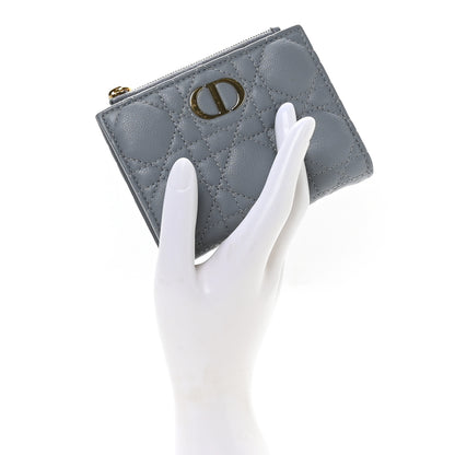 Christian Dior Grained Calfskin Supple Cannage Caro Dahlia Wallet Cloud Blue 2 of 8