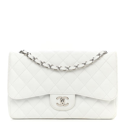 Chanel Caviar Quilted Jumbo Double Flap White 1 of 14
