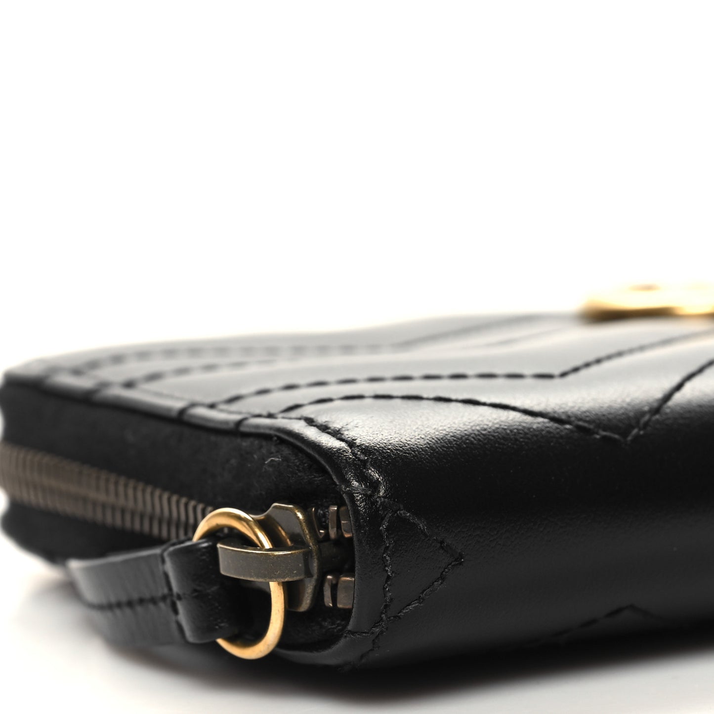Calfskin Matelasse GG Marmont Zip Around Wallet Black