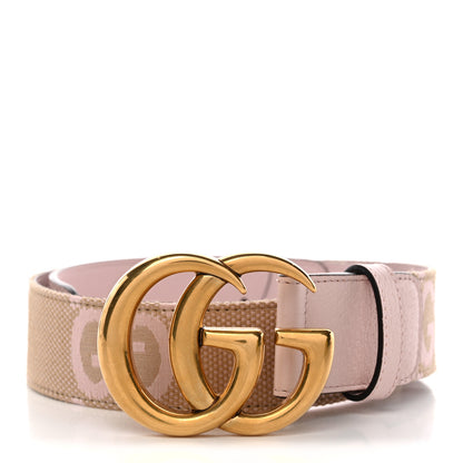 Gucci Monogram Jumbo GG Textured Dollar Calfskin Double G Belt 75 30 Camel Pink 1 of 6