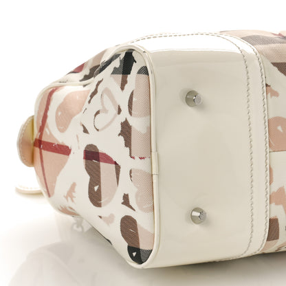 Burberry Patent Nova Check Heart Small Chester Bowling Bag White 7 of 12