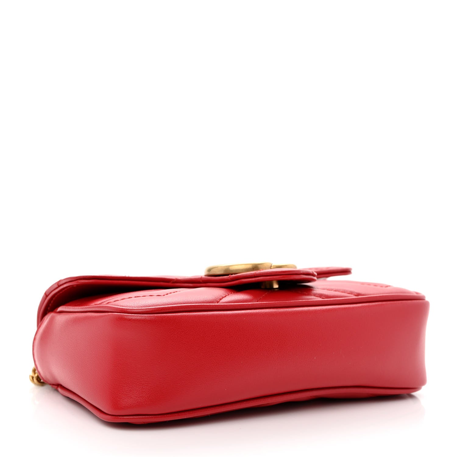 Gucci Calfskin Matelasse Super Mini GG Marmont Shoulder Bag Hibiscus Red 4 of 11