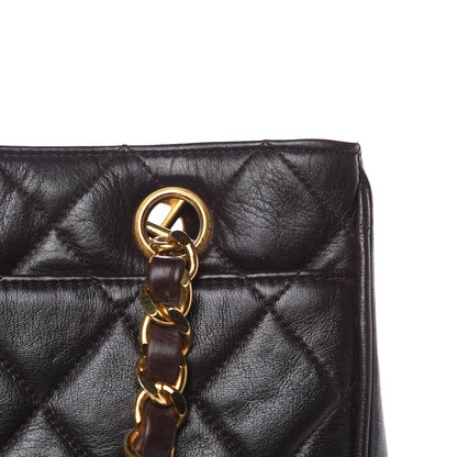 Chanel Lambskin Quilted Shopping Tote Dark Brown 13 of 15