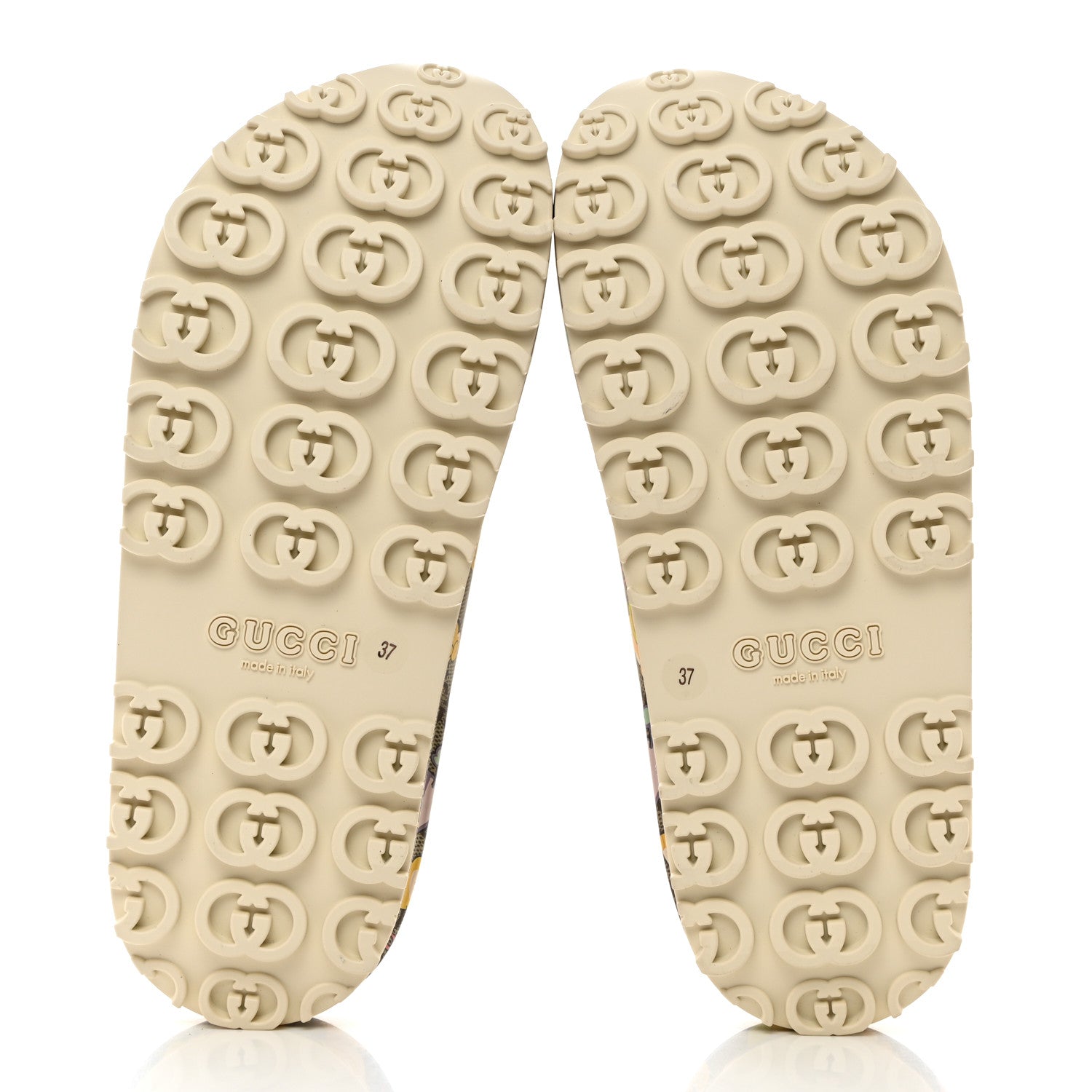 Gucci X PIKARAR Cubic Rubber Monogram Animal Print Womens Interlocking G Platform 42mm Slide Sandals 37 Beige Ebony Multicolor 5 of 9