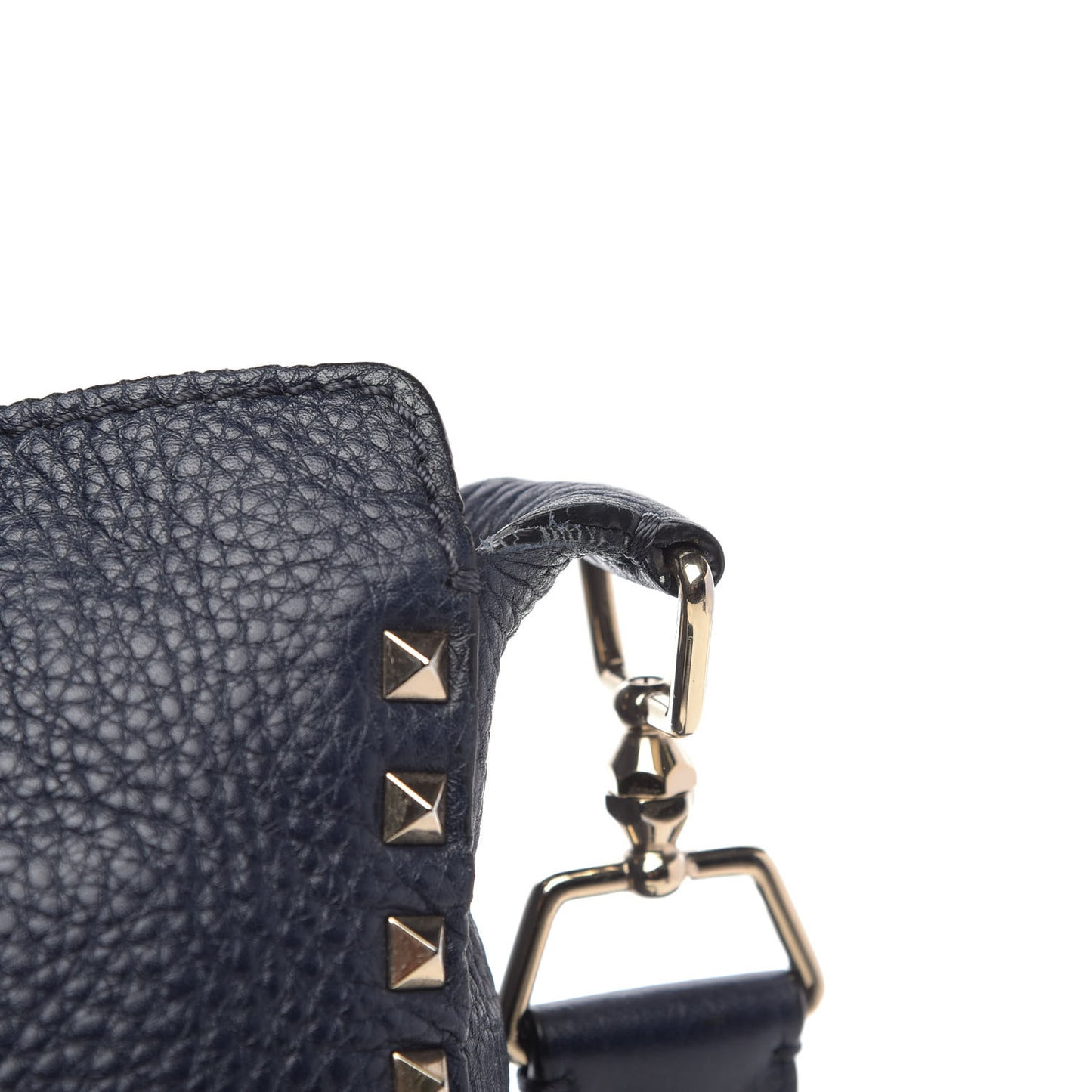 Pebbled Calfskin Large Rockstud Flip-Lock Messenger Bag Marine