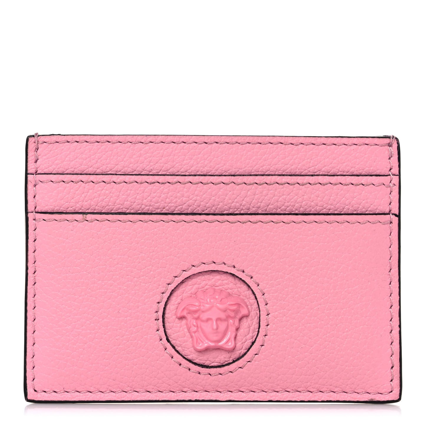 Calfskin Medusa Card Holder Pink