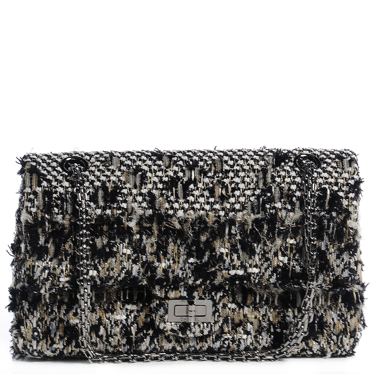 Chanel Tweed 2.55 Reissue 225 Flap Black White 1 of 8