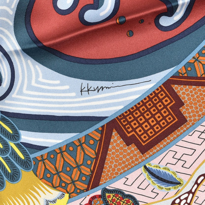 Hermes Silk Twill Duo Cosmique Scarf 90 Bleu Ciel Brique 4 of 5