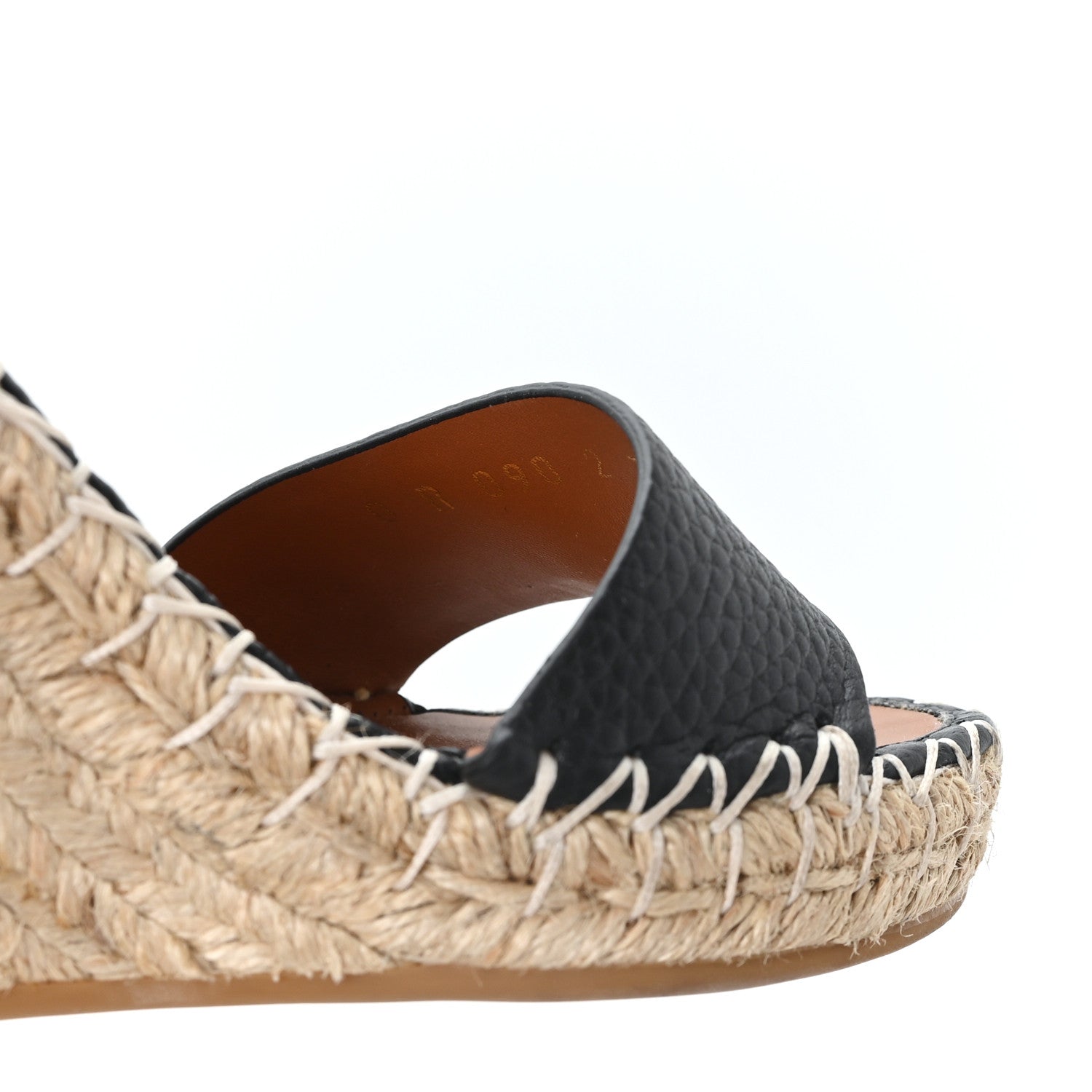 Valentino Garavani Grained Calfskin Rockstud Ankle Wrap Espadrille 15/85mm Wedges 35 Black Light Cuir 8 of 9