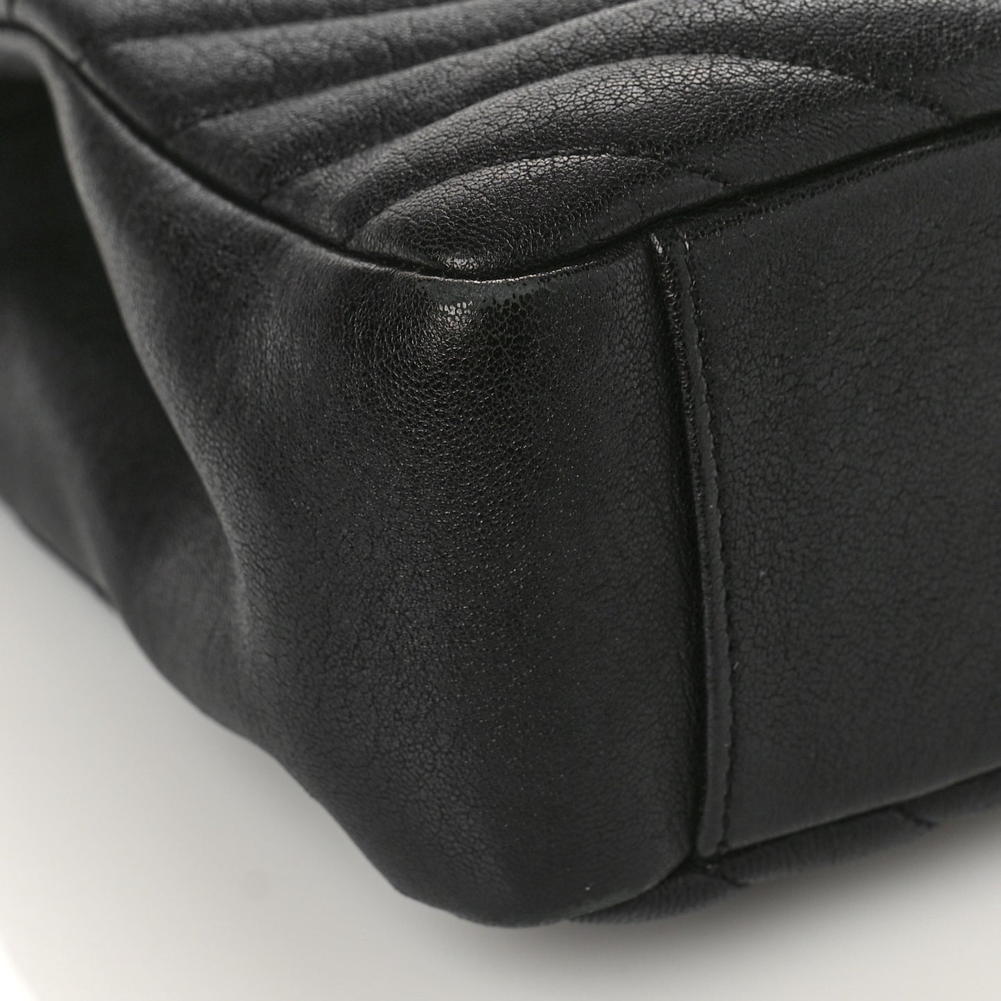 Sheepskin Matelasse Chevron Monogram Monochrome Large College Satchel Black