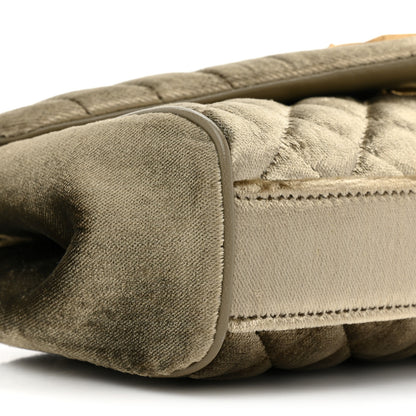 Saint Laurent Velvet Mixed Matelasse Triquilt Small Monogram Satchel Dark Vintage Olive 9 of 9