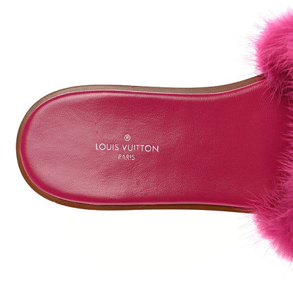 Louis Vuitton Mink Fur Lock It Flat Mule 37 Hot Pink 8 of 11