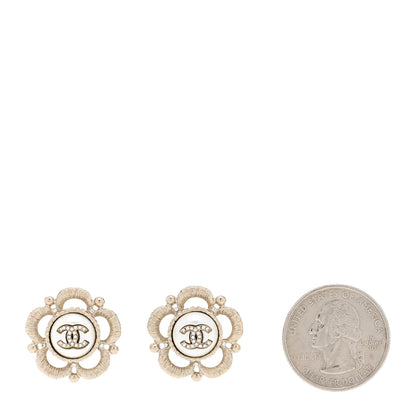 Chanel Flower CC Earrings Beige Gold 2 of 5