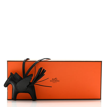 Hermes Milo Lambskin Lizard Touch Grigri Rodeo Pegase Horse Bag Charm PM So Black 5 of 5