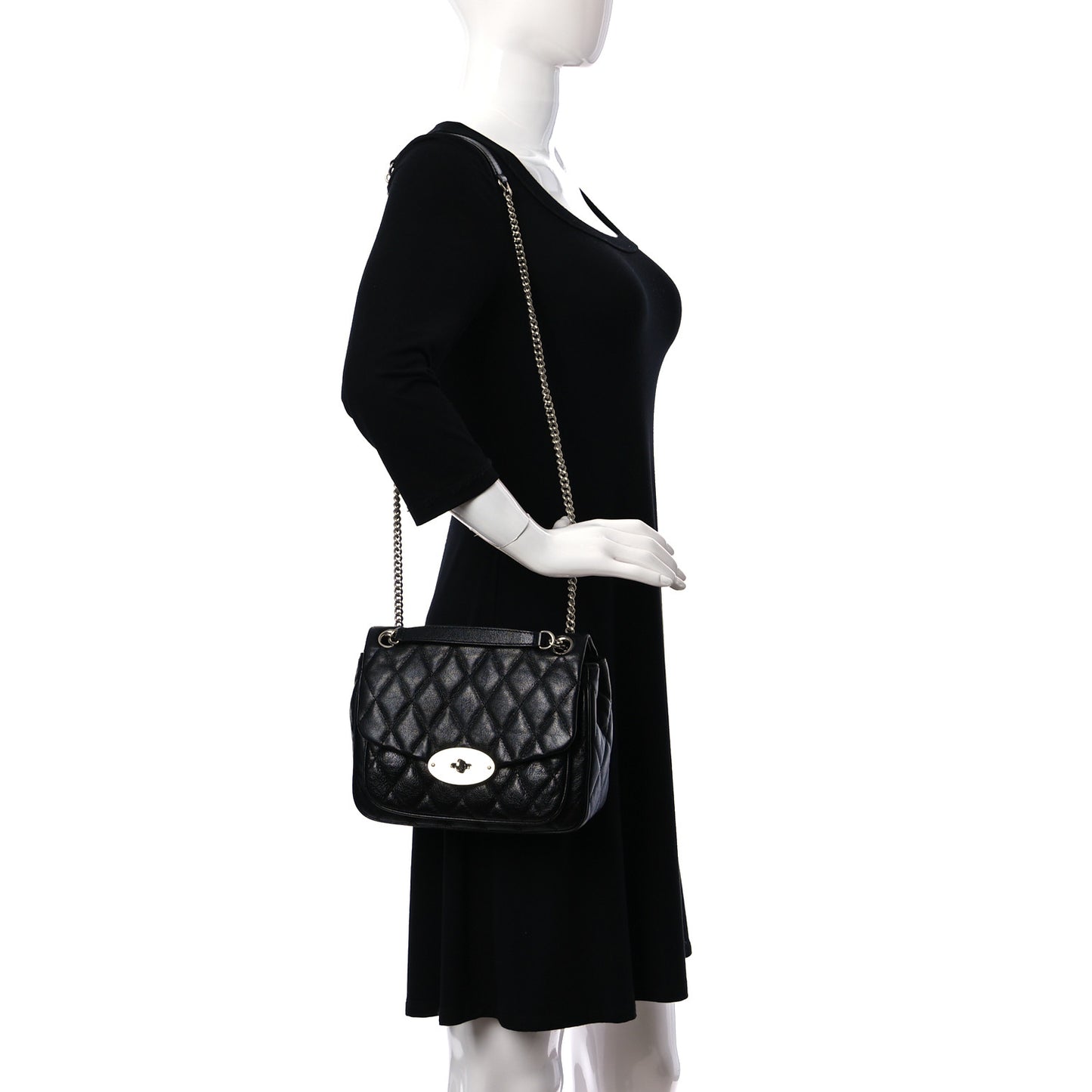 Shiny Buffalo Quilted Small Darley Shoulder Bag Black